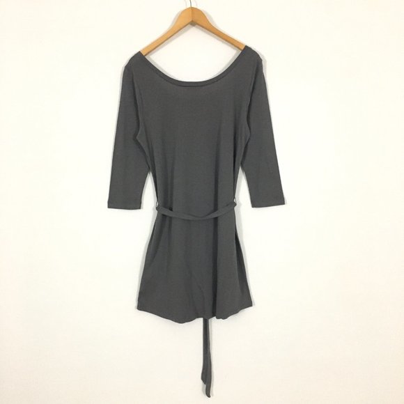 NWOT! Banana Republic Gray Scoop Neck Belted Pocket T-Shirt Dress - M - Picture 3 of 7